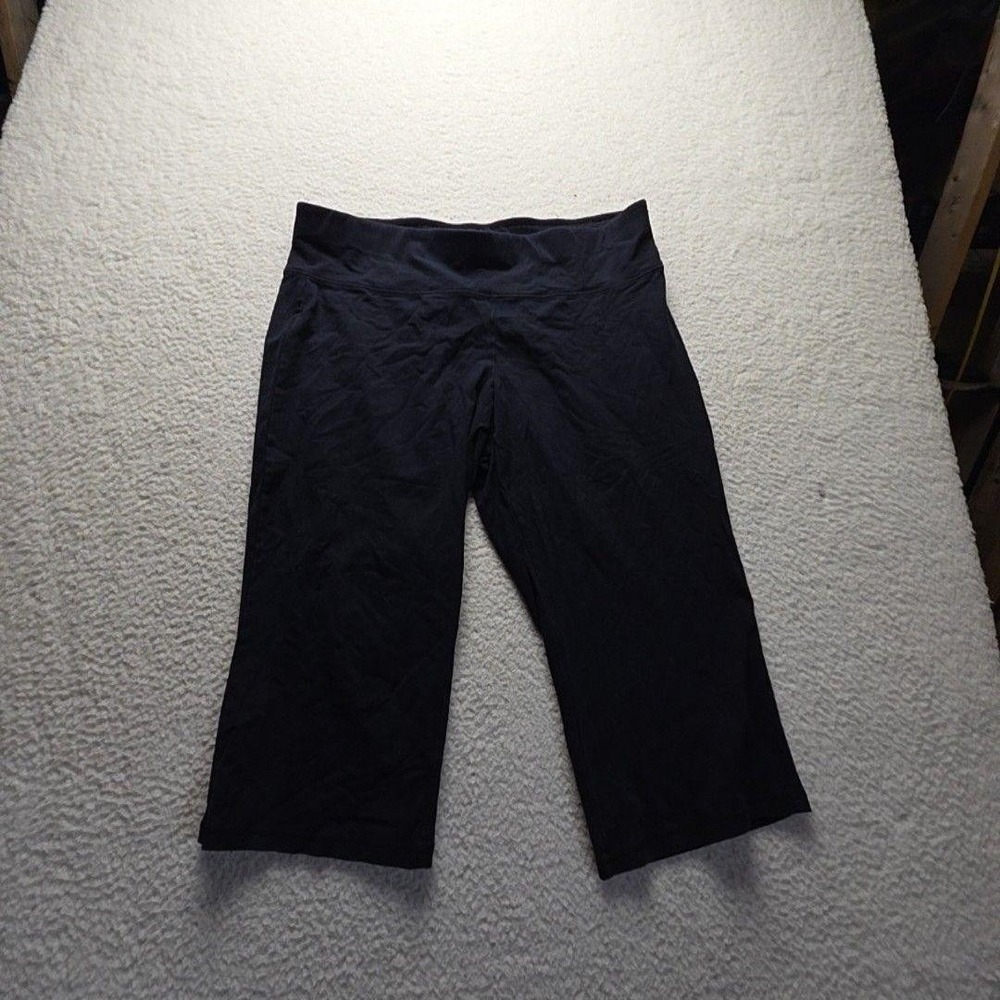 LIVI Active Capri Pants Womens Plus 18/20 Black Jersey Pull On Stretch Yoga